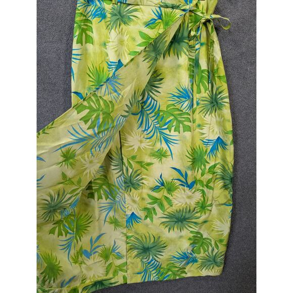 Worthington 100% Silk Wrap Skirt Women 14 Tropical Floral Maxi Midi Beach Cruise - Picture 12 of 13